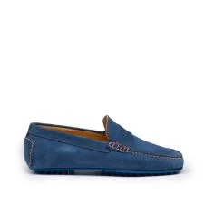 Mocassin 7001 Velours Bleu & Orange