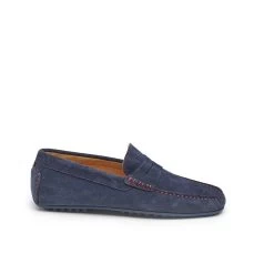 Mocassin 7001 Velours Marine & Rouge